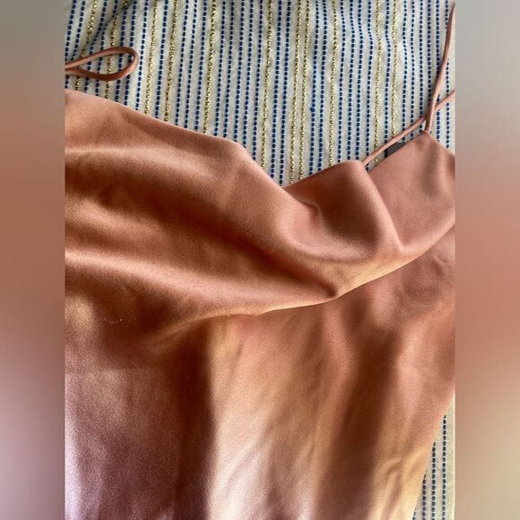 Alice + Olivia Harmony Slip Dress Women 2 Rose Tan Polyester Blend Cowl Neck NWT - Picture 5 of 15